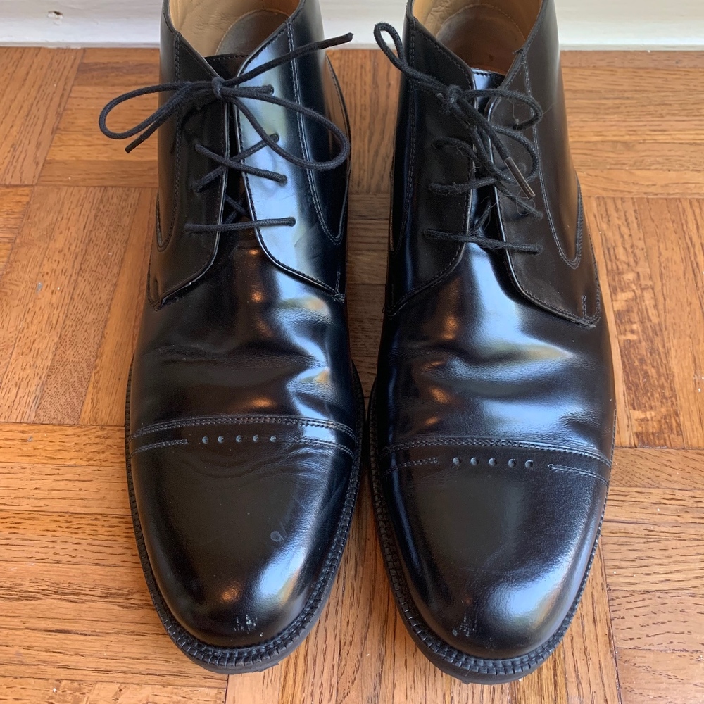 Johnston Murphy Black Leather Cap Toe Chukka Boot - Picture 4 of 8